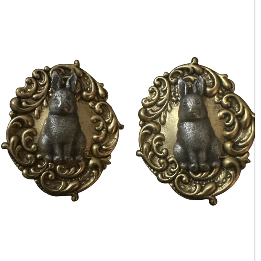 Vintage Gold tone and Silver Rabbit earrings